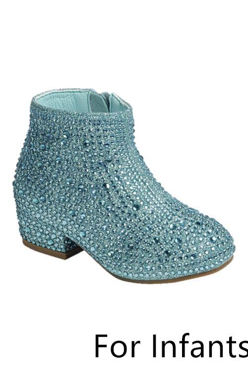 Baby Infant Chunky Heel Side Zip Ankle Booties ICEBERG-12KA