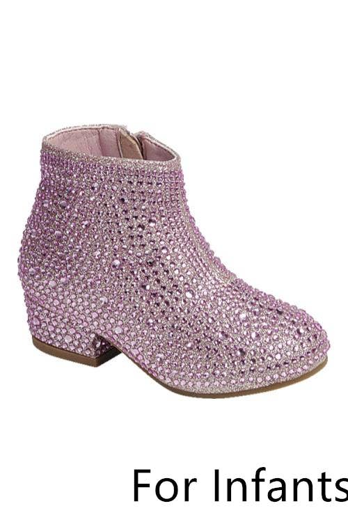 Baby Infant Chunky Heel Side Zip Ankle Booties ICEBERG-12KA