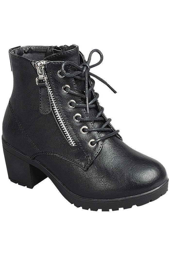 Kids' Chunky Heel Lace Up Ankle Booties FL-PLEASE-17K