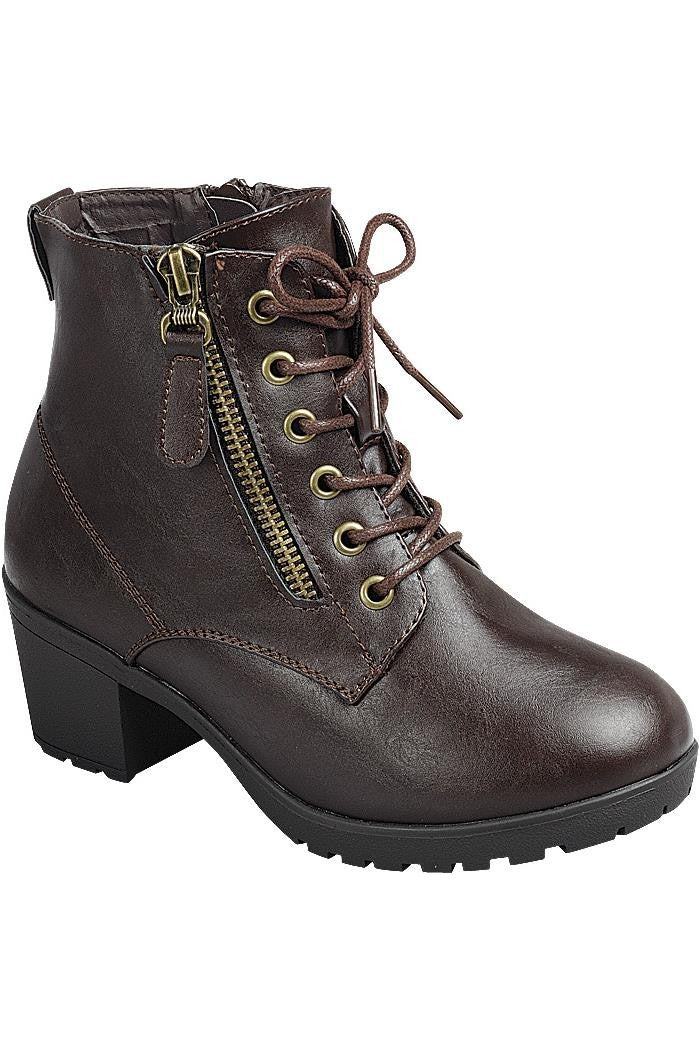 Kids' Chunky Heel Lace Up Ankle Booties FL-PLEASE-17K