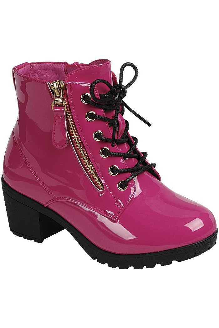 Kids' Chunky Heel Lace Up Ankle Booties FL-PLEASE-17K