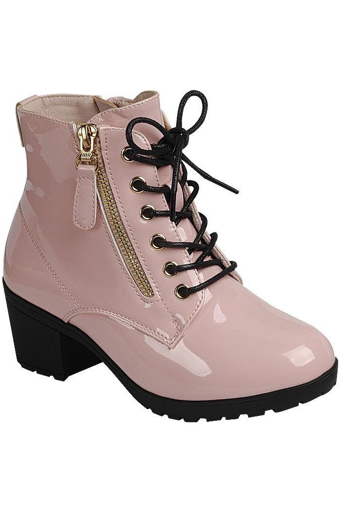 Kids' Chunky Heel Lace Up Ankle Booties FL-PLEASE-17K