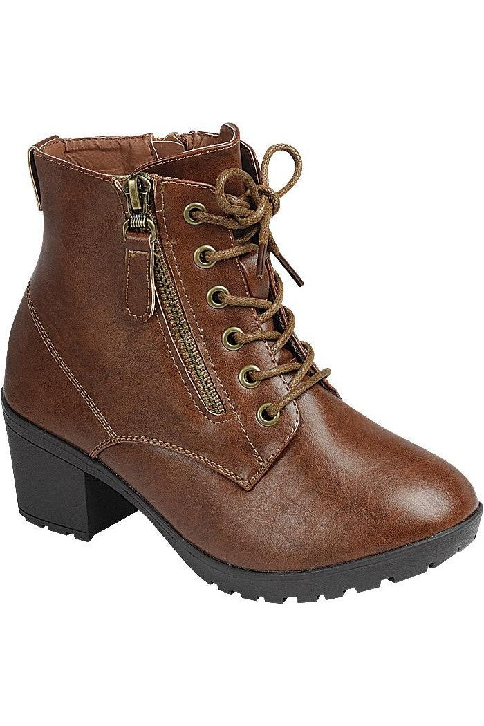 Kids' Chunky Heel Lace Up Ankle Booties FL-PLEASE-17K