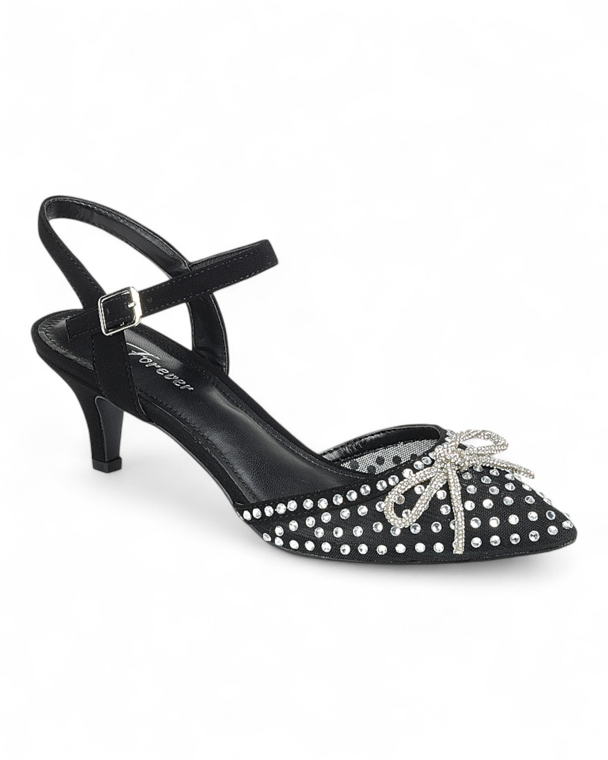 Women Kitten Heel Ankle Strap Shoes FL-SILK-22