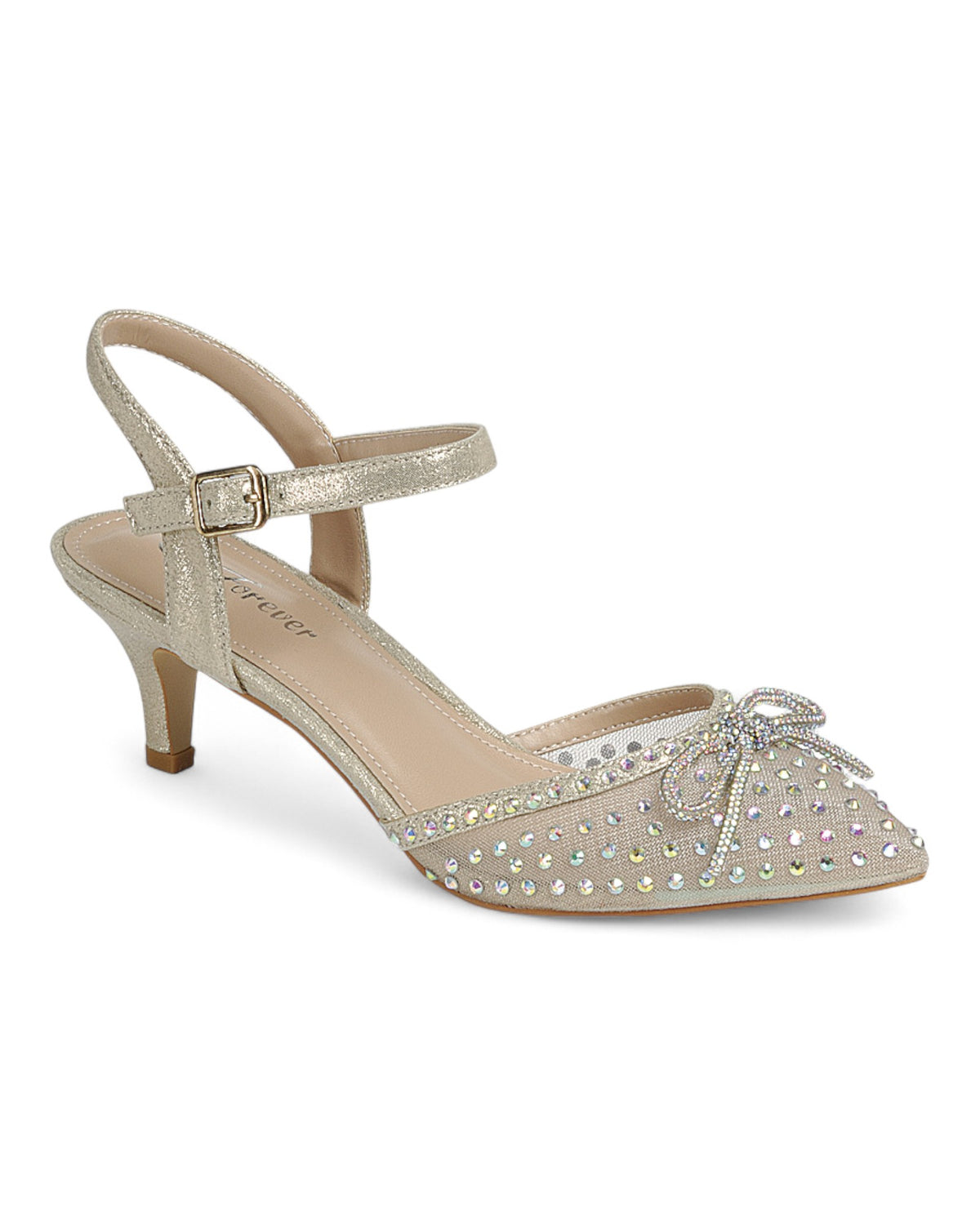 Women Kitten Heel Ankle Strap Shoes FL-SILK-22