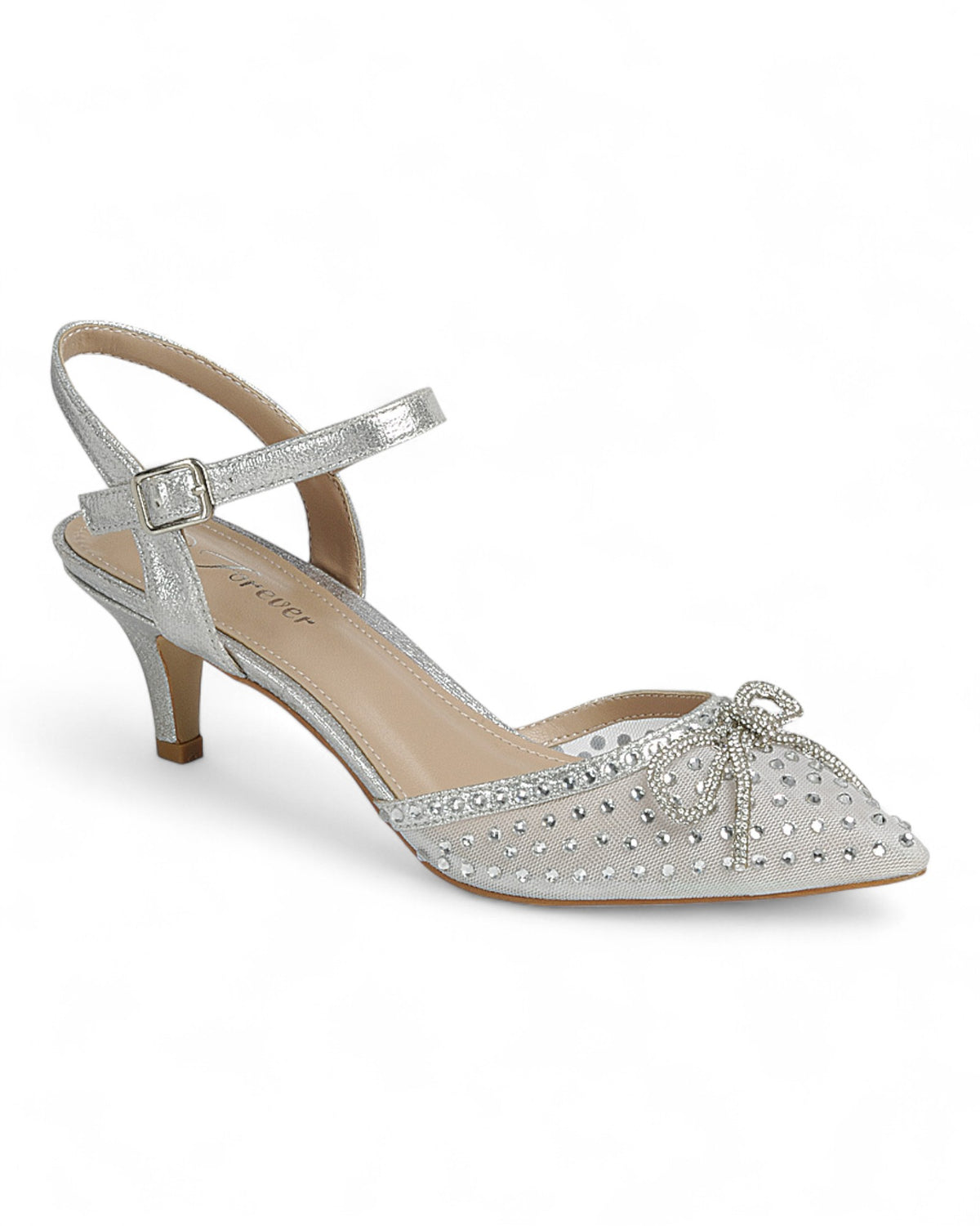 Women Kitten Heel Ankle Strap Shoes FL-SILK-22