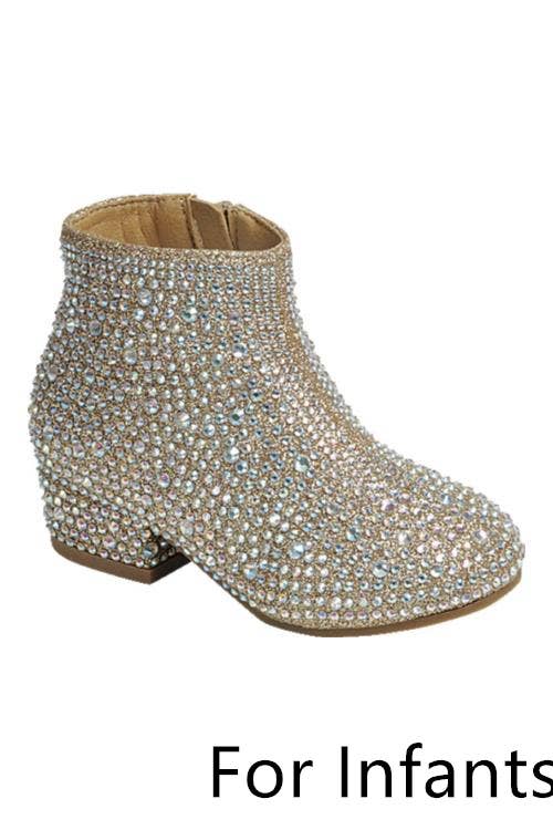 Baby Infant Chunky Heel Side Zip Ankle Booties ICEBERG-12KA