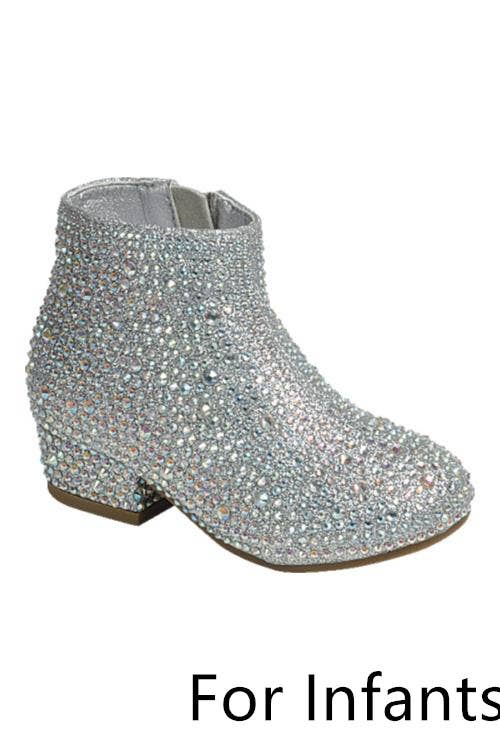 Baby Infant Chunky Heel Side Zip Ankle Booties ICEBERG-12KA